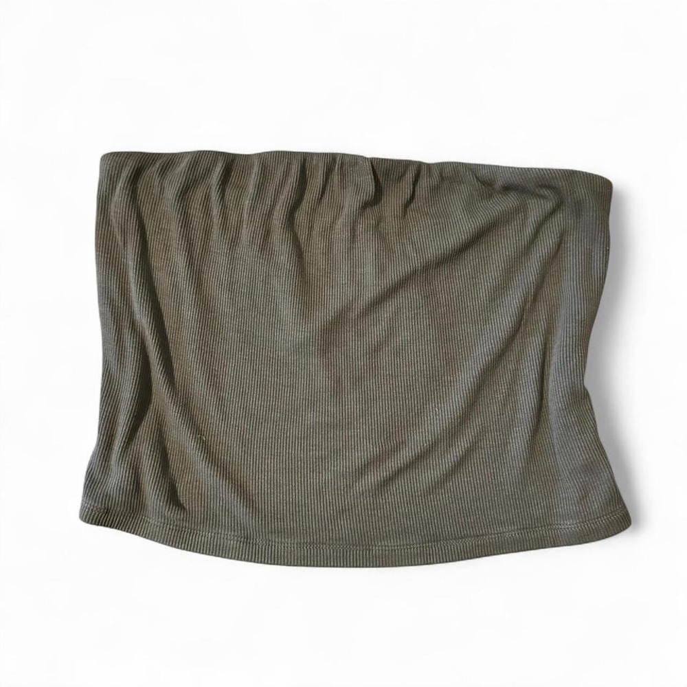 American Eagle Olive Green Ribbed Tube Top Size Large Summer Beach Festival